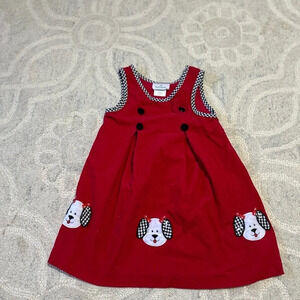 Rare Too by Rare‎ Editions Girls Dress 4 Red and Black Checker Dogs Corduroy